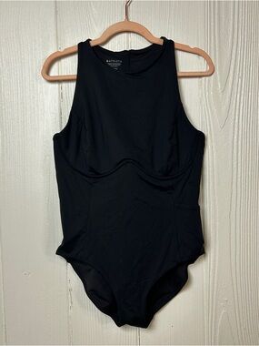 Athleta Maldives Sport One Piece Swimsuit Black Size 38D/DD